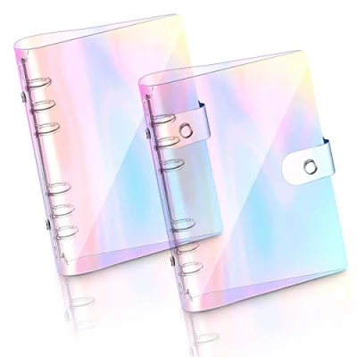 Afbeelding van Betinyar 2 stuks A6 regenboog zachte PVC notitieboekhoes, navulbare papieren map, losse blad persoonlijke planner map (2 regenboog)
