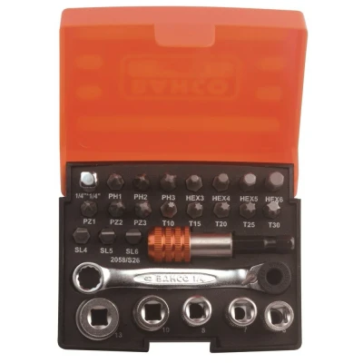 Afbeelding van Bahco 2058/S26 26 delige bit en doppenset 190x55x120mm
