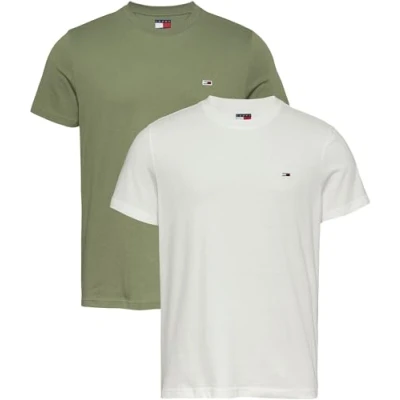 Afbeelding van Tommy Jeans 2 PACK Tshirt basic, Heren, Maat: 46, Ecru aruba green