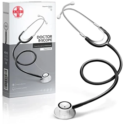 Afbeelding van AIESI® Dubbele kop stethoscoop voor volwassenen in zwarte kleur DOCTOR B SCOPE, Garantie 24 maanden