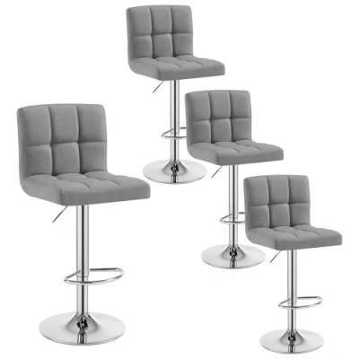 Afbeelding van WOLTU Barkrukken, set van 4 barstoelen, lichtgrijs, in hoogte verstelbaar, draaistoelen, keukenstoelen met rugleuning en voetensteun, robuust metalen frame, fijn linnen zachte zitting, BH32hgr