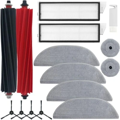 Afbeelding van HomeTimes Reserveonderdelen voor Roborock S8 MaxV Ultra robotstofzuiger, accessoires met 2 rubberen borstels, HEPA filters, 6 dweilpads, 4 zijborstels, 14 delig