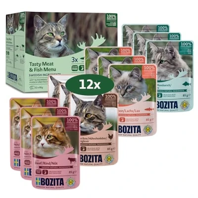 Afbeelding van Bozita Canapjes in gelei met vis en vlees multibox 12x85 g zak natvoer voor katten portiezak
