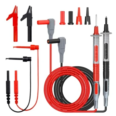 Afbeelding van multimeter meetleidingen, 8 stuks meetpunten voor multimeter, kabel, testsonden, krokodillenklemmen en mini haken, meetleidingen kit stroommetang