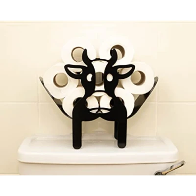 Afbeelding van HomeZone Koe Toilet Roll Houder Nieuwigheid Dier Badkamer Accessoire Decoratieve Thuis Indoor Opslag Loo Toiletrolhouder Zwart Metaal Vrijstaande Fun Decor
