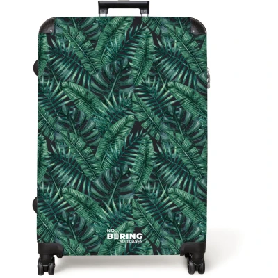 Afbeelding van NoBoringSuitcases.com® Koffer groot Reiskoffer lichtgewicht Palm bladeren monstera donker patroon Rolkoffer met 4 wielen Grote trolley XL 98 liter bagage