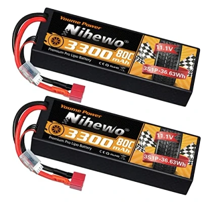 Afbeelding van 3S LiPo Accu 3300mAh 80C 11,1V Batterij RC Hardcase met Deans T Stekker Compatibel Axial 1/8 1/10 Auto Vrachtwagen Voertuig Vliegtuig Helikopter Hobby (2 verpakkingen)