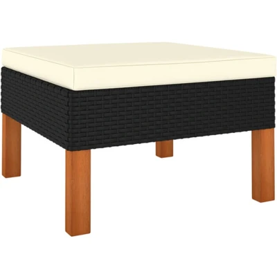 Afbeelding van Loungeset Poly Rattan En Massief Eucalyptushout 1 / Zwart Voetensteun