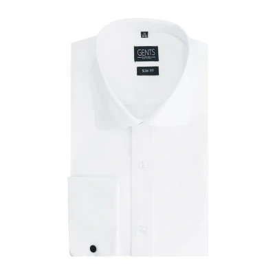 Afbeelding van Gents Dubbele manchet bamboe Wit Polyester Maat S