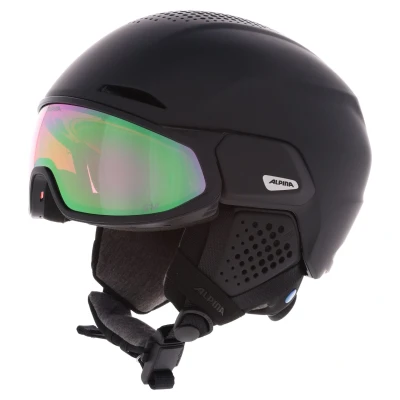 Afbeelding van Skihelm Alpina Alto QV Black Matt (Cobalt Green) 51 55 cm