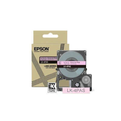Afbeelding van C53S672103 Epson 12mm roze grijs LK4PAS kleur lettertape 8m