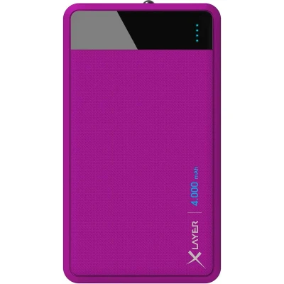 Afbeelding van XLayer Colour Line Powerbank Rood Lithium Polymeer (LiPo) 4000 mAh Geschikt voor Smartphones of Tablets Kleine Accu Onderweg Paars
