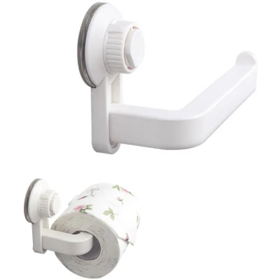 Afbeelding van toiletpapierhouder, vacuüm zuignap, aan de muur gemonteerde papierhouder, plakt zonder boren, sterke hechting, toiletpapierhouder met voor badkamer en keuken (wit)