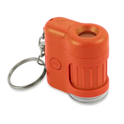Afbeelding van Carson MicroMini 20x LED zakmicroscoop met UV licht en zaklampfunctie, lava oranje (MM 280O)