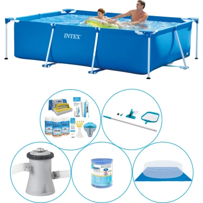 Afbeelding van Intex Frame Pool Rechthoekig 260x160x65 cm 6 delig Zwembad Combi Deal