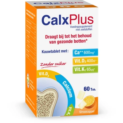 Afbeelding van CalxPlus Sinaasappelsmaak 60 Kauwtabletten