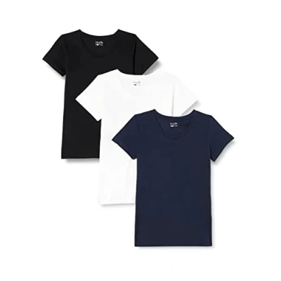 Afbeelding van Berydale Dames T shirt met ronde halsuitsnijding, Zwart/wit/marineblauw, set van 3, L
