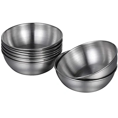 Afbeelding van 8 Stuks Snack Dip Bowl, Roestvrijstalen Sauskom, Kruidenkom, Geschikt voor Ketchup, Mosterd, Chilisaus, Saladedressing(Zilver)