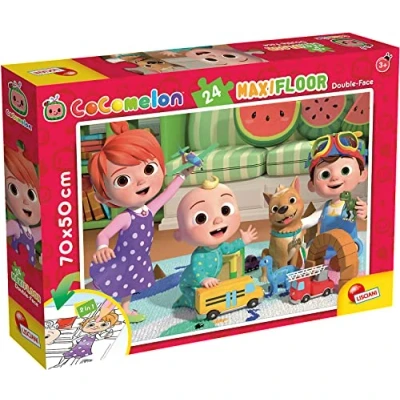 Afbeelding van COCOMELON vloerpuzzel een zomerse dag 24 stukjes . Puzzel en kleurplaat Formaat 70x50