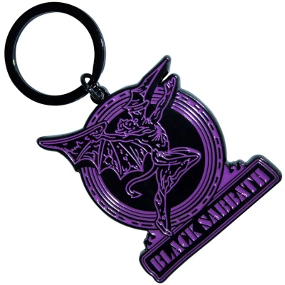 Afbeelding van Black Sabbath Purple Text Logo &amp; Daemon Sleutelhanger