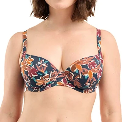 Afbeelding van Sans Complexe Staycation damesbadpak, met kraan, Bloemenprint Blauw, 90C, 75C