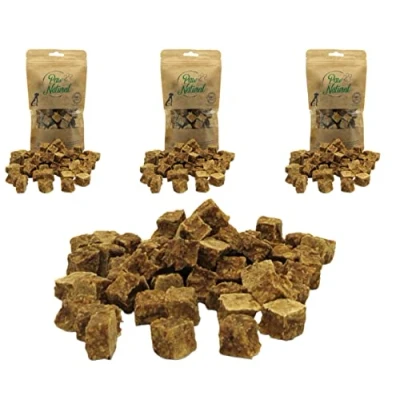 Afbeelding van Paw Natural Honden traktaties training (3x150g) konijnenkubus 100% gluten en granenvrij van vers vlees gezonde dieren (450g)
