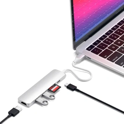 Afbeelding van Satechi Type C USB Passthrough HDMI Hub V2 zilver ST SCMA2S