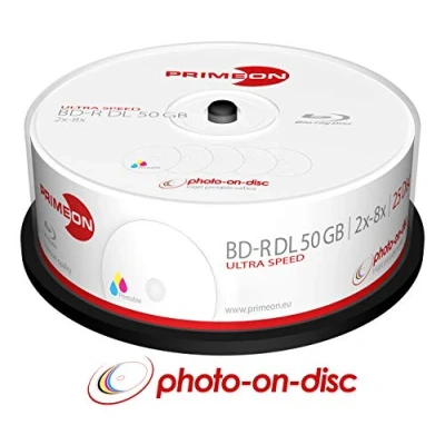 Afbeelding van Primeon BD R DL 50 GB/2 8 x cakebox (25 discs) foto on schijf, inkjetprinter