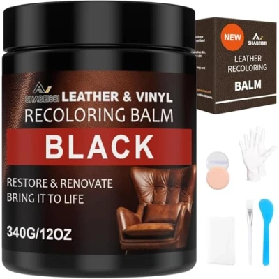 Afbeelding van SHABEIBEI 340 g reparatieset voor leer, zwart vloeibaar lederverf, vinyl meubels, bank, autostoelen, schoenen