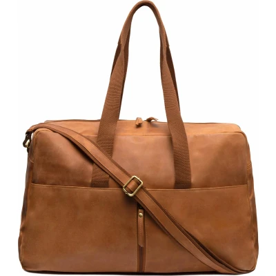 Afbeelding van Beocca Leren weekendtas Milo cognac handbagage reistas bruin