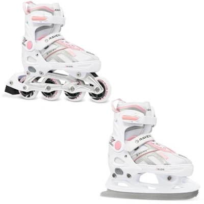 Afbeelding van 2in1 Skates Inline Raven Pulse Wit/Roze verstelbaar (40 43(25cm 27,5cm))