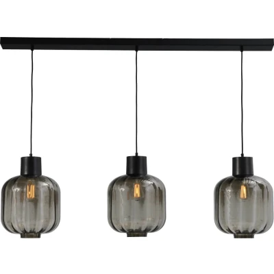 Afbeelding van Masterlight Eetkamerlamp Lett lll 28 3 lichts zwart met smoke glas 2161 05 130