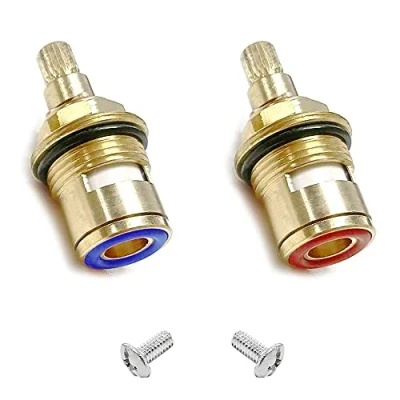 Afbeelding van GOIYZTTR Kraan cartridge vervangende kleppen, bovendeel ventielbovendeel, kraancartridge vervangingskleppen, keramische bovendeel, armaturen, messing schijf, kwartslag kranen (verpakking van 2 stuks