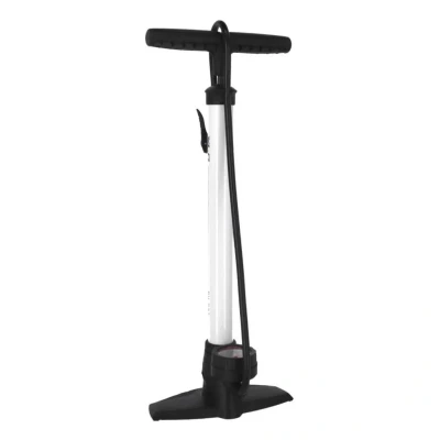 Afbeelding van XLC PU S04 Delta Fietspomp Staal/PVC Vloerpomp met Manometer Wit