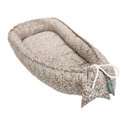 Afbeelding van molis&amp;co Babynest, 100% katoen (Oeko Tex), babynestje voor pasgeborenen, ideaal als reisbed, knuffelnest, geschikt en Cradle Reductor, 90 x 50 cm, Peony