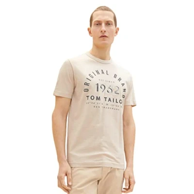 Afbeelding van TOM TAILOR Uomini T shirt 1035549, 31509 Caramel Beige Fine Stripe, 3XL