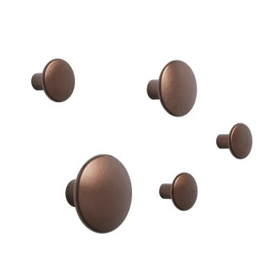 Afbeelding van Muuto Dots wandhaak metaal 5 pack Umber