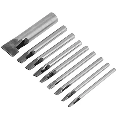 Afbeelding van 9Pcs Riem Ovale Perforator Leer Hollow Punch Cutter Platte Ponsen Tool Lederen Snijgereedschap 2mm Vorm