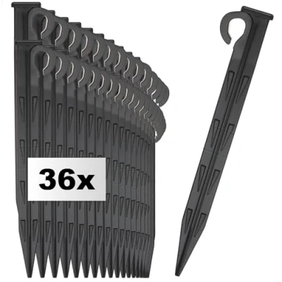 Afbeelding van COM FOUR® 36x kunststof grondnagels duurzame en UV bestendige grondankers voor kamperen, tuin, strand haringen buiten