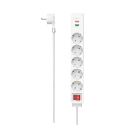 Afbeelding van Hama Stekkerdoos 5 Voudig Usb C/A 18W Pd/Qc&amp;Trade; Schak. Platte St. 1,4 M Wit