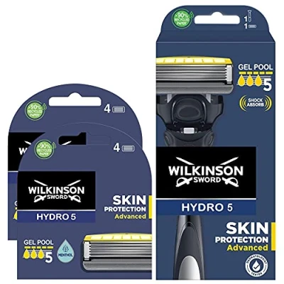 Afbeelding van Wilkinson Sword Hydro 5 Sense Energize scheerapparaat + 8 reservemesjes voor scheermesjes, energetische munt, messen met schokdempers De verpakking kan variëren