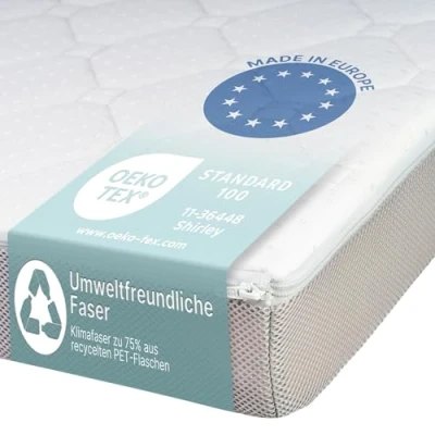 Afbeelding van Sun Garden Comfort Babymatras, Kindermatras 70x140 cm incl. staprand Oeko Tex 100 gecertificeerd Comfortschuim, ergonomisch, voor ledikant, kinderbed, reisbed Hoes wasbaar tot 60C