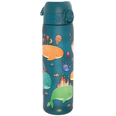 Afbeelding van ION8 Waterfles, 500 ml/18 oz, Lekvrij, Makkelijk te Openen, Veilige Vergrendeling, Vaatwasserbestendig, BPA vrij, Draaghendel, Past in Bekerhouders, Schoon, Geurvrij, Ontwerp Walvissen