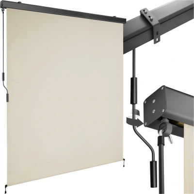 Afbeelding van tectake® Verticale Luifel Eloise 160 x 250 cm Zonwering Rolgordijn Buiten Schaduwdoek Met 2 Wandhouders Handslinger Winddicht Zonnescherm Voor Balkon, Terras, Tuin en Bevestiging aan Muren Beige