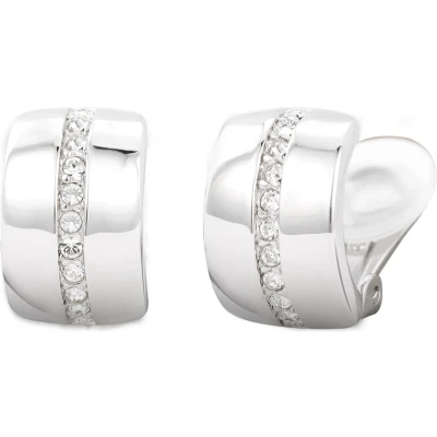Afbeelding van Traveller Clip Oorbellen Oorclips Dames Zilverkleurig Kristal Preciosa Crystals Halve Oorringen 16 mm 156592
