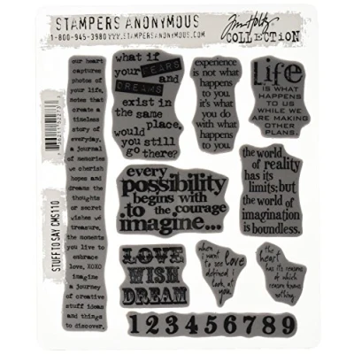 Afbeelding van Stampers Anonymous Tim Holtz zelfklevende rubberen stempelset Stuff 2 Zeg, 7 x 8,5 inch