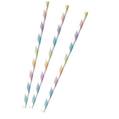 Afbeelding van Drink Rietjes Rainbow &amp; Cloud papier 20cm 12 stuks