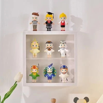 Afbeelding van Siyecioa Showbox, vitrine, hangende acryl kleine met deur voor actiefiguren, speelgoed, Funko Pop, modelauto&#039;s, minifiguren, verzamelfiguren, 2 lagen (24,5 x 24,5 8 cm)