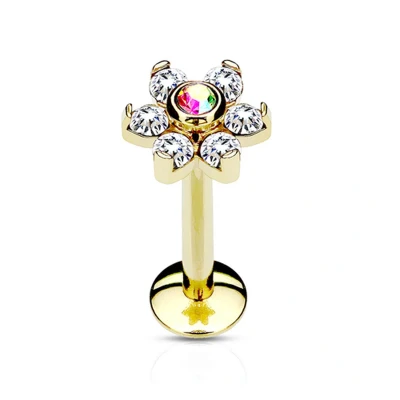 Afbeelding van Piercing bloem goud 6 mm