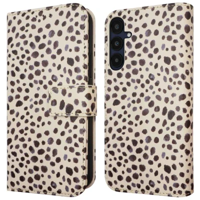 Afbeelding van Samsung Galaxy A55 Hoesje Kunstleder iMoshion Bookcase Black And White Dots Telefoonhoesje